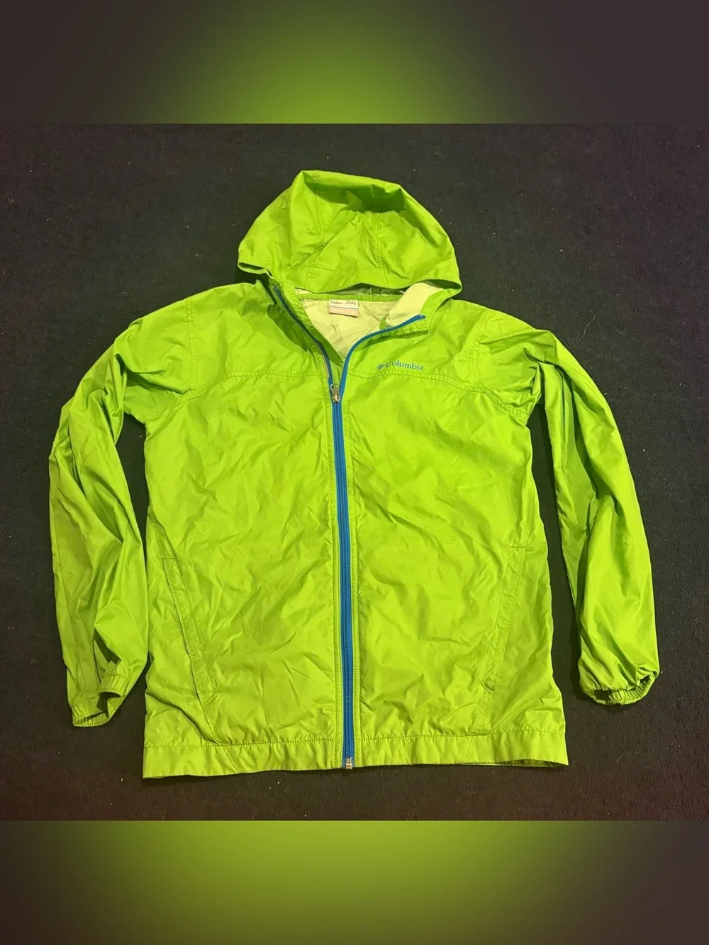 Columbia Sportswear Youth 14/16 Large Kids Green Rain Jacket with Hood